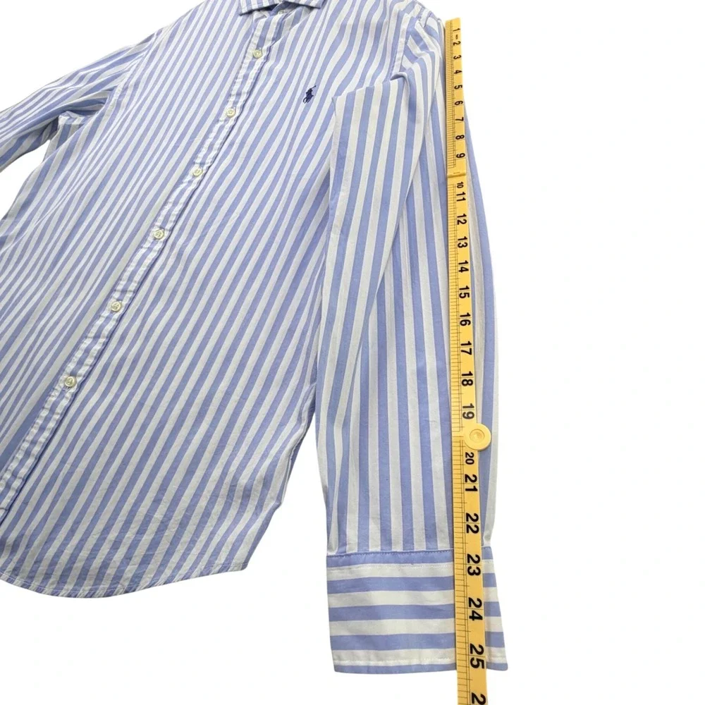 Polo Ralph Lauren Striped Button Up Shirt Men Large Blue White Cotton Slim Fit